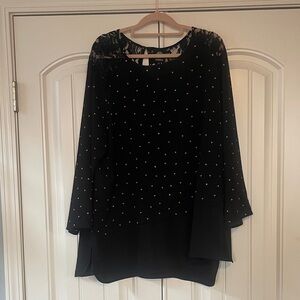 Black Tunic Top With Triangles Design 2X